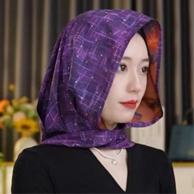 女士連帽圍巾防曬絲巾春夏薄款透氣包頭巾百搭旅遊披肩飄帶頭巾帽 #星辰 #均碼