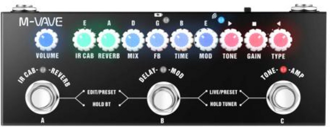 기타이펙터 드라이브페달 세트 M-VAVE 큐브 멀티 이펙트 딜레이 코러스 리버브 효과 일렉트릭 8 IR 캐비닛 충전식, 1)black