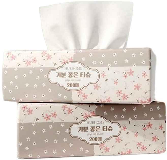 휴홈 기분좋은 미용티슈 200매 9팩(1800매) 팝업 각티슈 화장지, 9개, 200매입