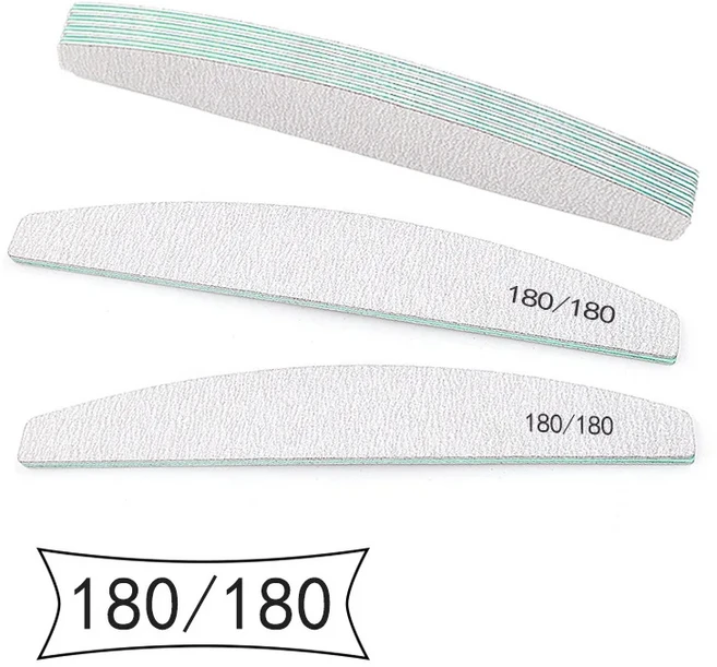 10 개/몫 네일 믹스 컬러 80/100/150/180/240 그릿 전문 사포 큐티클 리무버 버퍼 매니큐어 도구 세트, 02 Green-10pcs-180-180