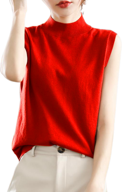 셀럽당봄여름 티셔츠 민소매 반폴라 슬림 니트 이너 나시