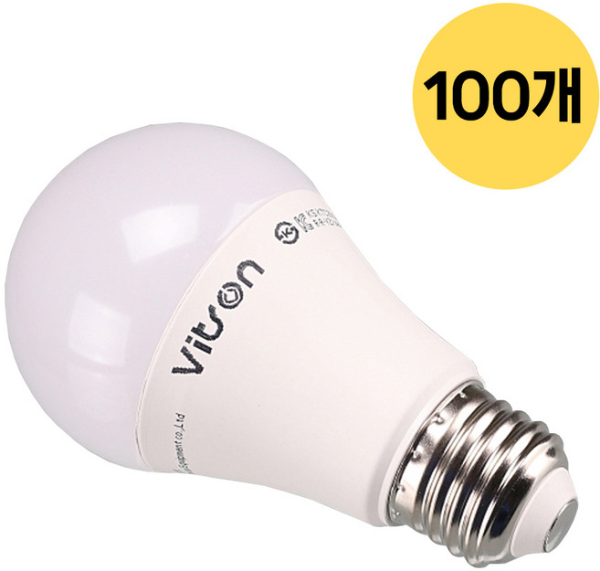 비츠온 LED 벌브 10W A60 전구 램프 E26, 100개, 전구색