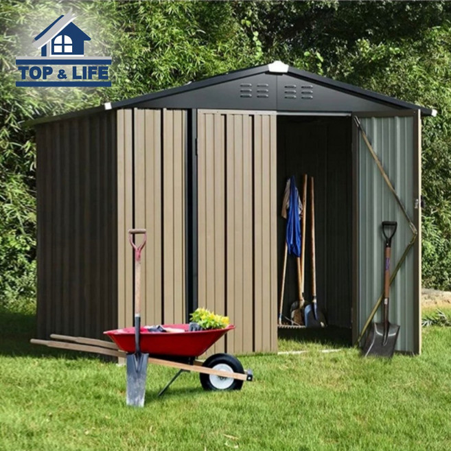 (탑앤라이프 WOOD GRAND - M<스틸>) 조립식창고/야외창고/농막/이동식창고/전원주택창고/정원창고/조립창고/창고, 고급방부목데크제외, LED동작감지센서등추가