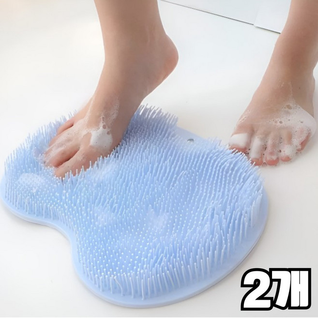 앤유어 미끄럼 방지 실리콘 발씻는 매트, 1세트, 2개입, 실리콘 블루