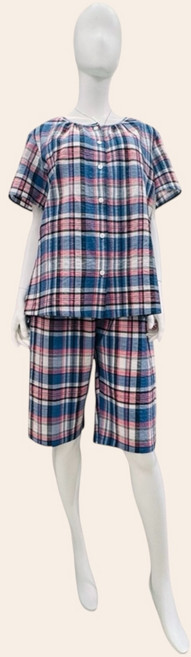 비비안 썸머 믹스체크 고밀도 면혼방 여성 반팔잠옷 파자마세트