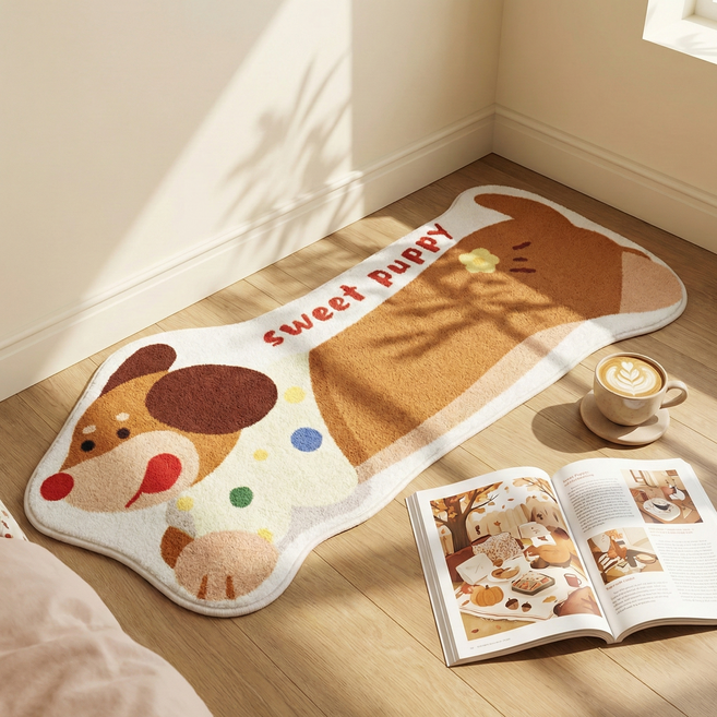 코차이 강아지 러그 폭신한 거실 침실 다용도 인테리어 카페트 귀여운 애견 패턴 50x120cm