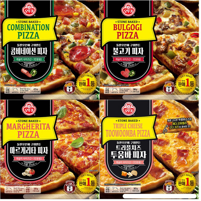 오뚜기 피자 4종 세트(콤비+불고기+마르게리타+트리플치즈투움바), 1세트, 1.494kg