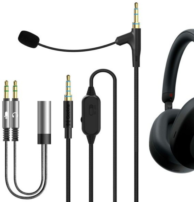 GEEKRIA 붐 마이크 헤드폰 케이블 소니 WH-1000XM6/1000XM5/1000XM4 WH-XB920N ULT WEAR 3.5mm 잭 교체 케이블 붐 마이크 게이밍, GEEKRIA 붐 마이크 헤드폰 케이블 소니 WH-10