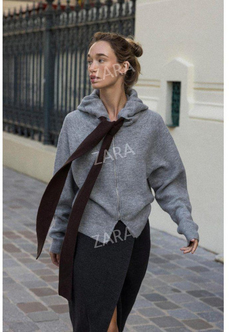 ZARA 자라 리본 니트 후드 재킷 2025 가을