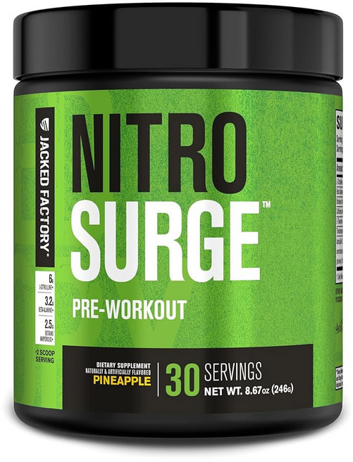 잭드 팩토리 니트로서지 프리 운동 보충제 - 끝없는 에너지 즉각적인 근력 향상 명확한 초점 강렬한 펌프 부스터 없음 및 강력한 에너지 파우더 60인분 체리 라임에이드, Pineapple, 30 Servings (Pack of 1), 1개, 249g
