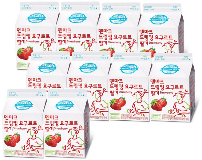 덴마크 드링킹요구르트 딸기 275mL냉장무배, 275ml, 10개