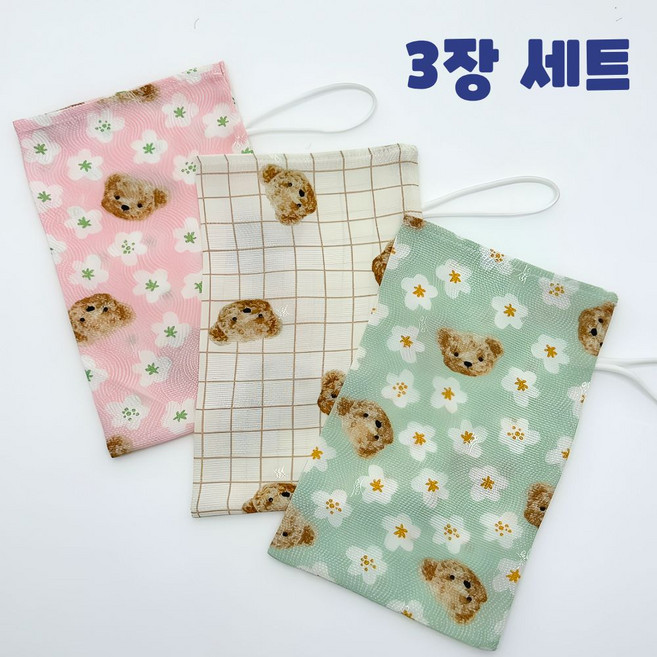 인견 때타올 고급 나염 부드러운 때밀이 사각타올 목욕용, 1세트, 3개입, 플라워곰(핑크+아이보리+민트)