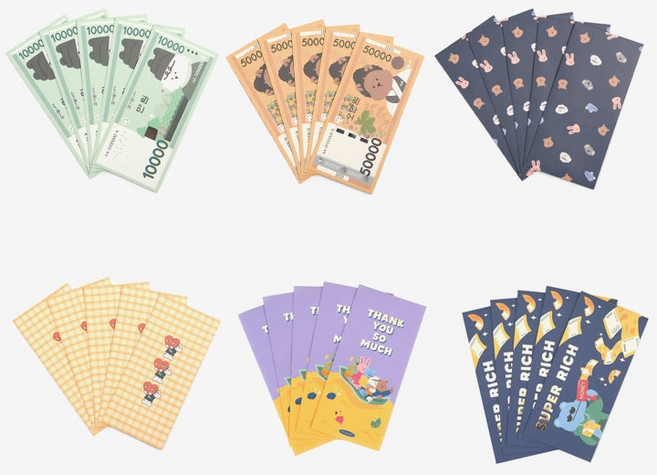 귀여운 강아지 동물 용돈 봉투 택1 5P 어버이날 용돈 선물 이벤트 명절 새뱃돈 봉투, 02 Fifty thousand