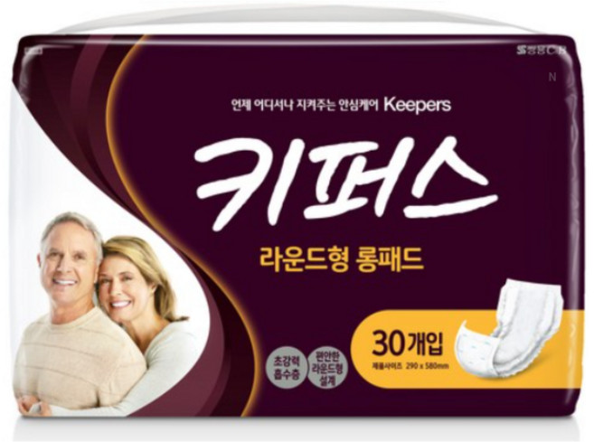 키퍼스 라운드형 롱패드 성인용 기저귀 290 x 580 mm, 30개입, 24개
