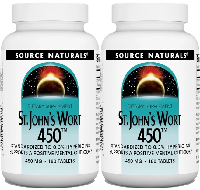 Source Naturals 소스내추럴스 세인트 존스 워트 450mg 테블릿, 2개, 180정, 180정 - 쿠팡