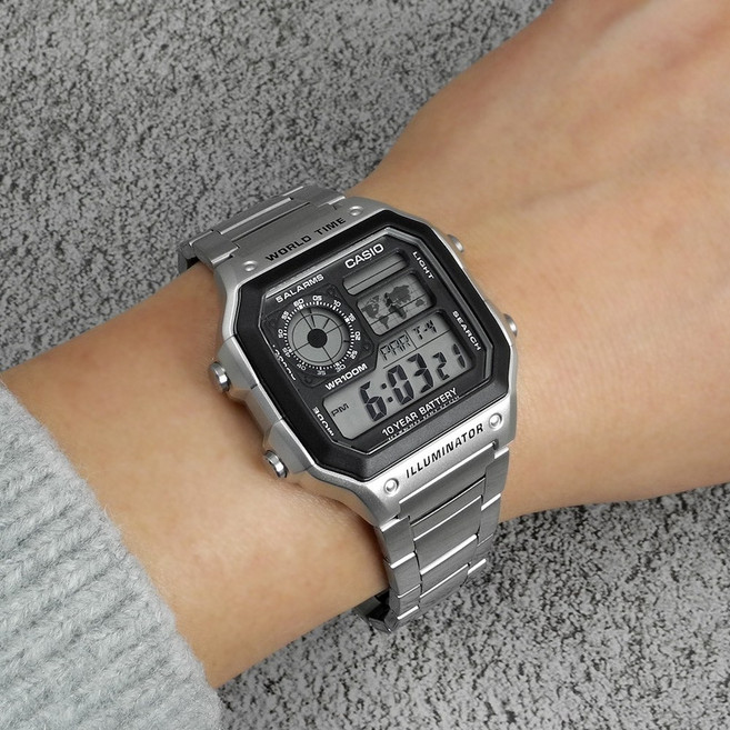 카시오 남성 긴수명 군인 군대용 100미터 방수 디지털 손목시계
