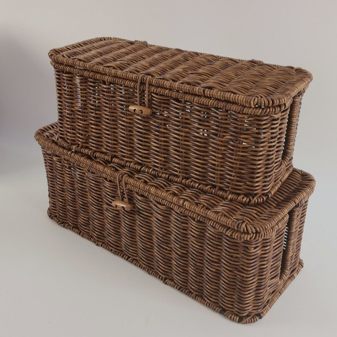 創意翻蓋收納筐, 咖啡色 40X16X15CM 大號, 1套