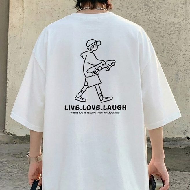 JBOOM 남자 오버핏 반팔티 프린트 티셔츠