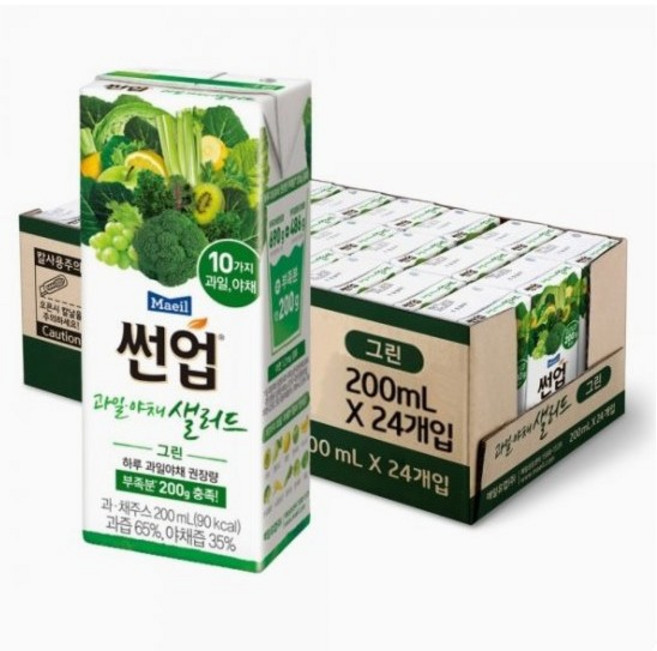 썬업 과일야채샐러드 그린 음료, 200ml, 48개