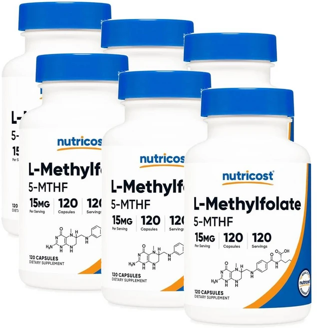 뉴트리코스트 L-메틸 엽산 활성엽산 15mg 활성엽산 캡슐 Nutricost L-Methylfolate, 6개, 120정 - 쿠팡