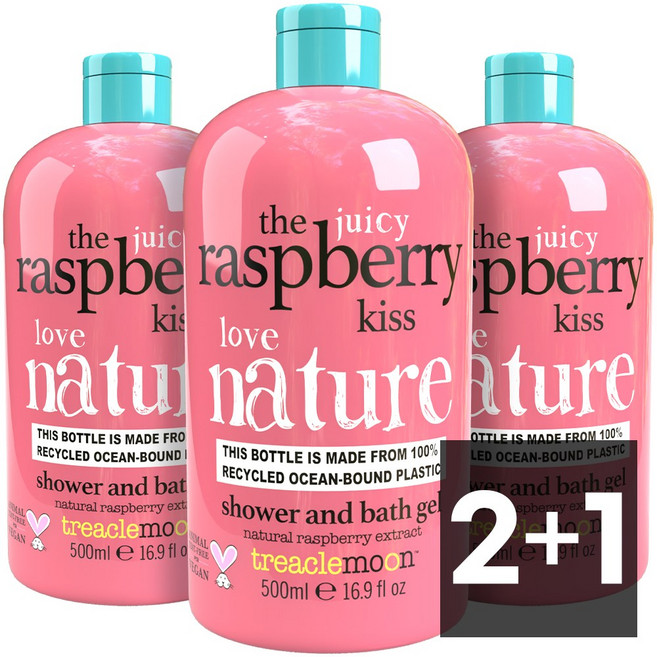 [트리클문] 2in1 배쓰 샤워젤 바디워시 거품목욕 겸용 라즈베리향 비건 퍼퓸 아로마 데일리 바디클렌져 500ml, 3개