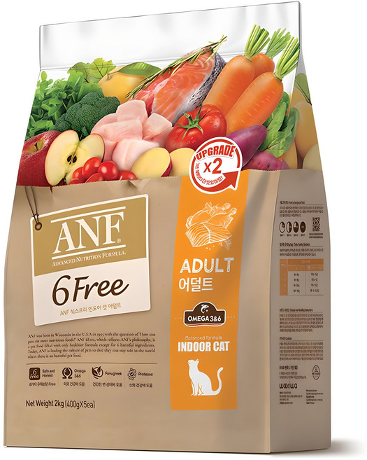 ANF 고양이 식스프리 인도어 기능성 사료, 어덜트, 2kg, 1개
