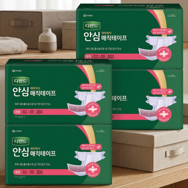 디펜드 남녀공용 안심 매직테이프 성인기저귀, 대형, 20개입, 4개