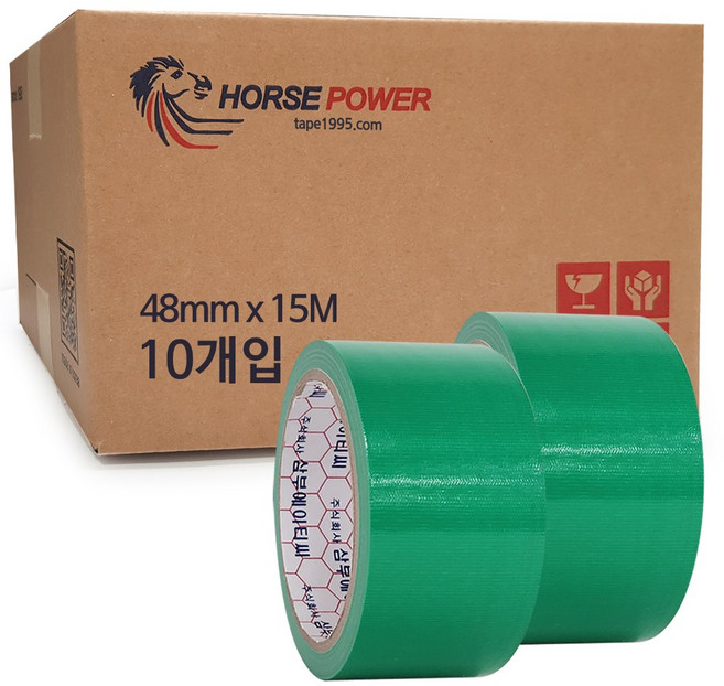 홀스파워 국산 청테이프 녹색 48mm x15M, 10개