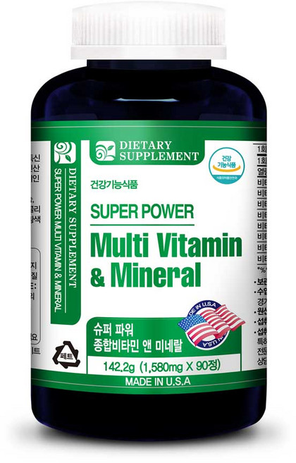 내츄럴365 미국 슈퍼파워 종합비타민 앤 미네랄 3개월분, 1개, 90정