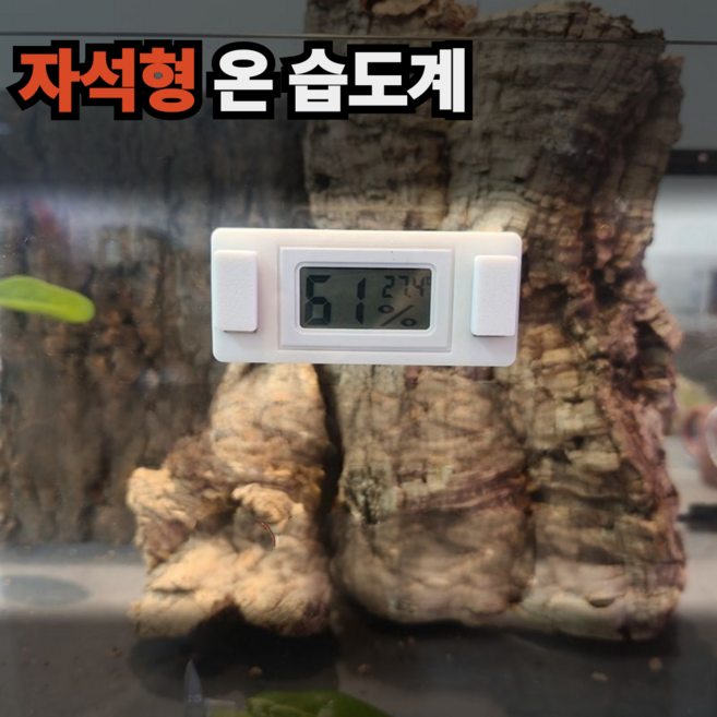 보물찾기 파충류 자석형 부착식 온습도계 도마뱀 크레 사육장 고정식, 1개, 자석형 화이트