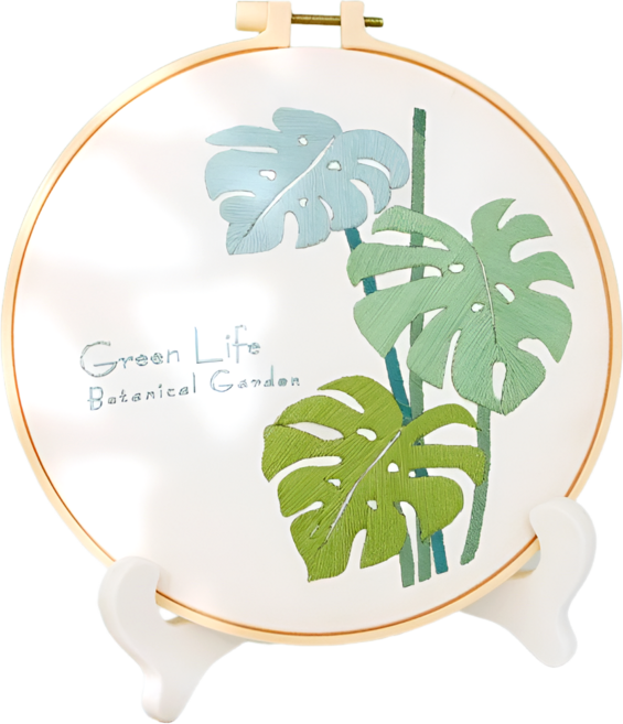 레아채 DIY 미니가든 자수, 그린리프, 1개