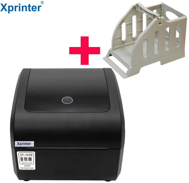 엑스프린터 라벨프린터기 Xprinter XP-423B+용지거치대 세트 큐알코드 택배 송장 바코드 스티커제작 라벨기