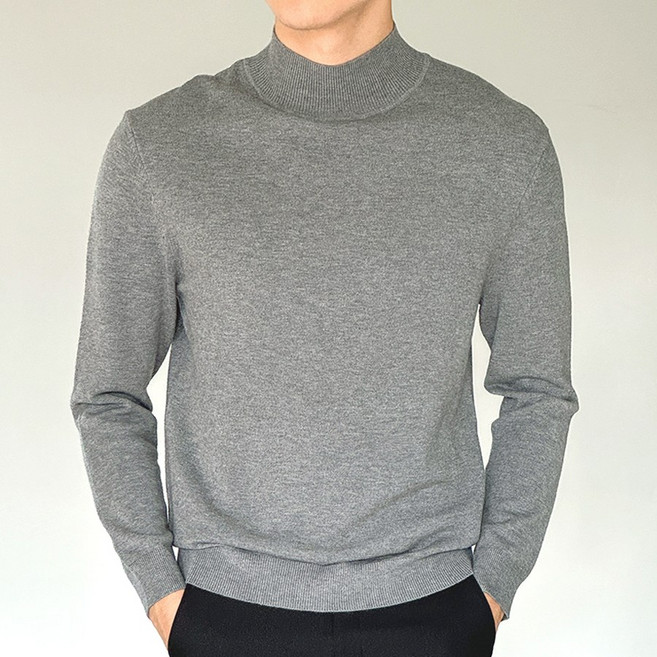 [제시본] 고급 울혼방 반목 니트 하프넥 스웨터 남성 겨울티 남자 울니트 양모 함유