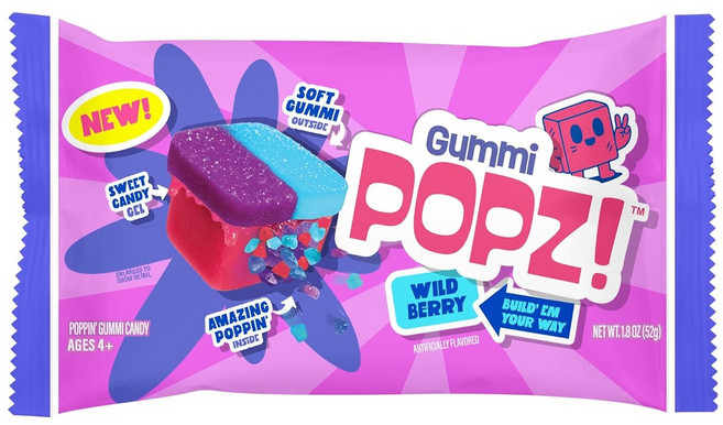 Gummi Popz 팝핑 구미 캔디 스위트 믹스 베리, 6개, 52g