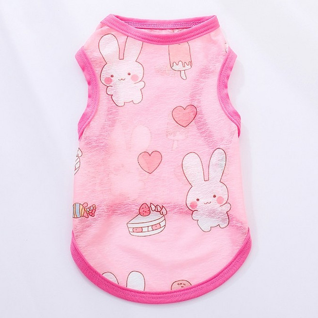 멍케어 강아지 해충방지 여름옷 진드기차단 민소매 여름옷 메쉬나시티, 1개, 핑크토끼