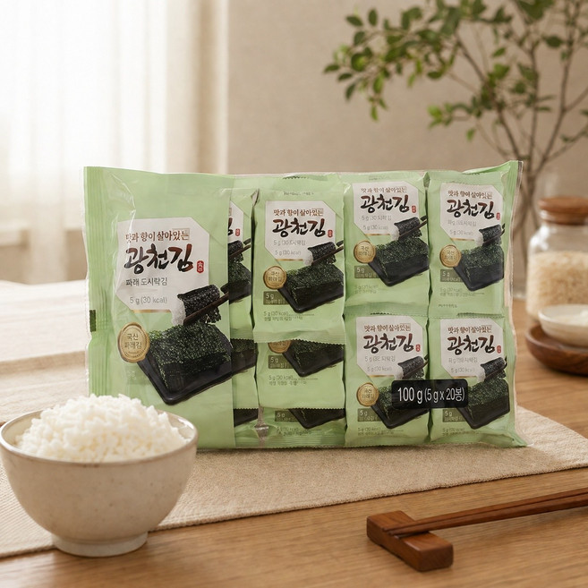 맛있다! 파래김 광천김 100g (5g*20), 20개, 5g