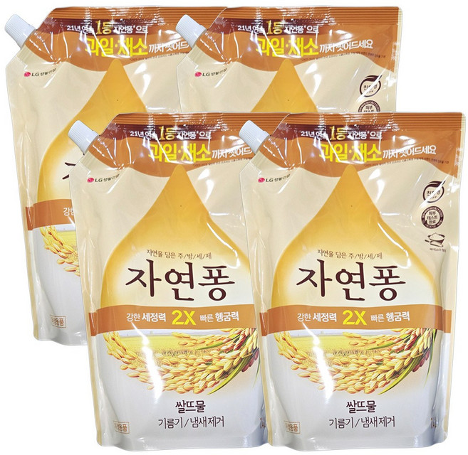 자연퐁 쌀뜨물 주방세제, 4개, 1.4L
