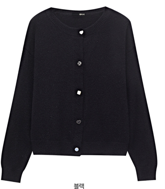BNX 데일리 라운드 버튼 포인트 니트 가디건 BX3CD001L0 여성 라운드넥 데일리가디건 캐주얼 봄 가을 겨울 여자 긴팔 긴팔티 긴팔니트 니트가디건 비엔엑스 단추 가디건