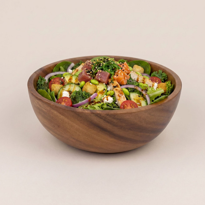 21cm 아카시아 우드 샐러드 볼 시리얼 그릭 요거트 포케 비빔밥 쌈채소 그릇 보울, 1개, 나무