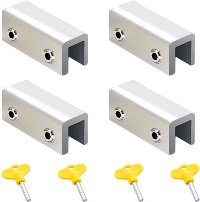 LUODONG 창문 안전 잠금장치 방범 추락방지 베란다 미닫이문 잠금 걸쇠 2구, 4개, silver