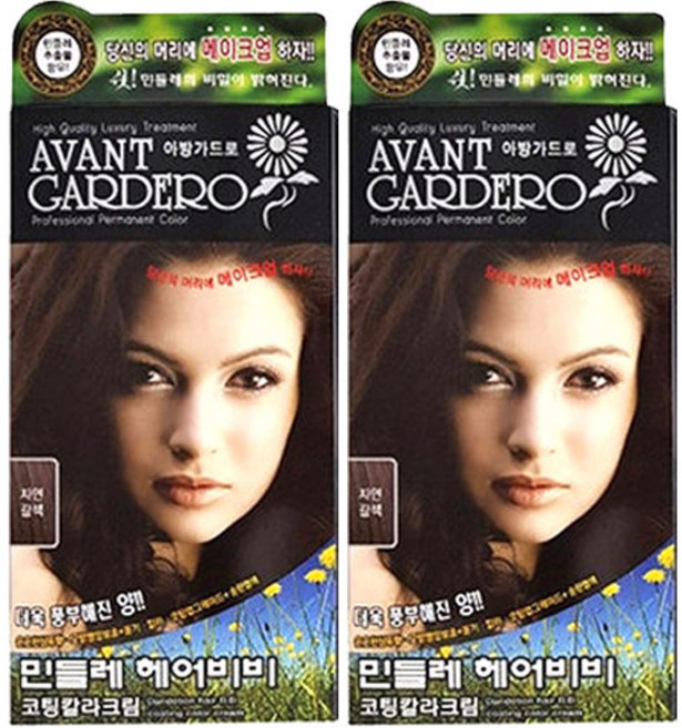 1+1 아방가드로 민들레 헤어 비비 코팅칼라크림 150g (흰머리 새치커버 대용량), 자연갈색, 2개