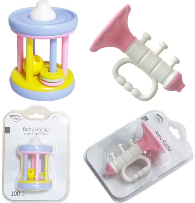 인그린 국민 딸랑이2종(장구딸랑이/나팔딸랑이) / 삑삑이 / 출산선물 / 백일선물, 딸랑이2종(장구+나팔)삑삑이, 1개