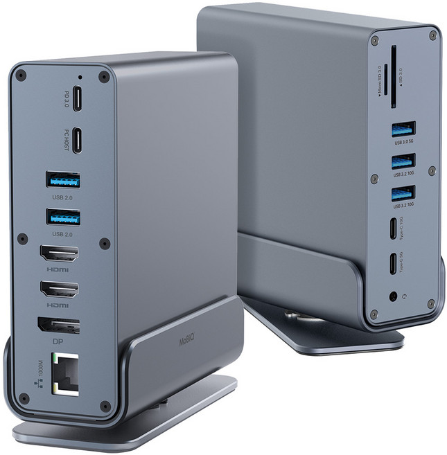 15IN1 4K 듀얼모니터 USB-C 도킹스테이션 썬더볼트 고속 충전 멀티 허브, 1개
