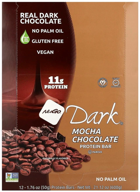 NuGo Nutrition NuGo Dark® 단백질 바 모카 초콜릿 바 12개 각 50g(1.76oz) NUG-52302 - 쿠팡