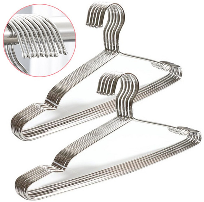 스텐 옷걸이 두꺼운 금속 튼튼한 스틸 스테인레스 옷걸이, 20개, 올스텐 SILVER