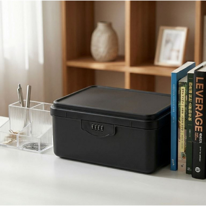 블리버킷 비밀번호 수납함 미니멀 가정용 금고, 1개, 블랙