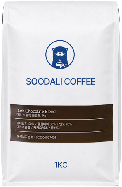 수달리커피 다크초콜렛 블렌드 커피 원두, 1kg, 1개