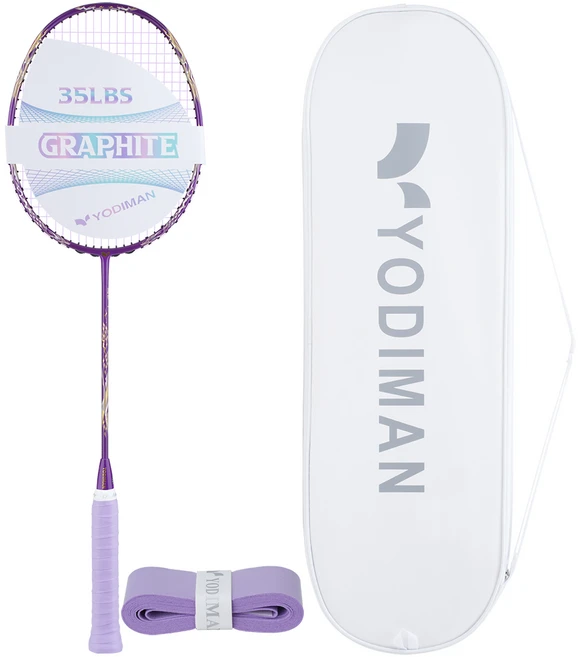 YODIMAN 초경량 배드민턴라켓 (프로 스트링 26lbs) 46T 고탄성 샤프트 35lbs 고강성 흑연 프레임 질주형 디자인, 1개, 임페리얼보라 5U - 쿠팡