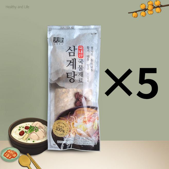 삼계탕재료 백숙재료 한방티백 5봉, 100g, 5개