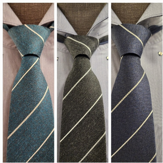 NC불광점 레노마 # 고퀄리티 #자동 지퍼 넥타이 #실크 혼방 스트라이프 일반 넥타이 VOFTZ5-207-GY MT NY